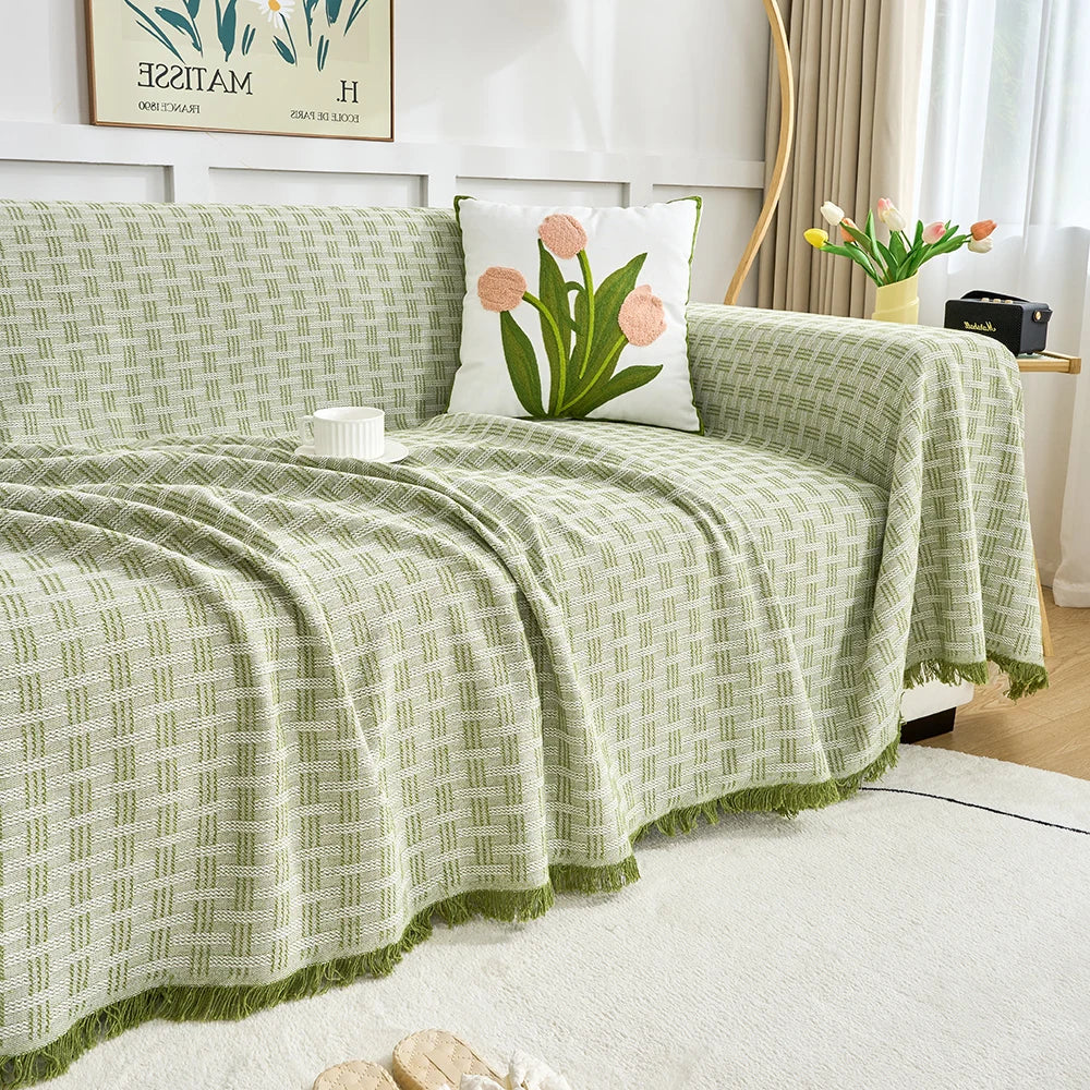 Couverture Canapé Réversible Extra Grande en Polyester et Coton – Élégante et Pratique pour 3 à 4 Places, Lavable en Machine 7