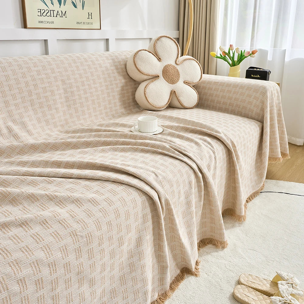 Couverture Canapé Réversible Extra Grande en Polyester et Coton – Élégante et Pratique pour 3 à 4 Places, Lavable en Machine 8
