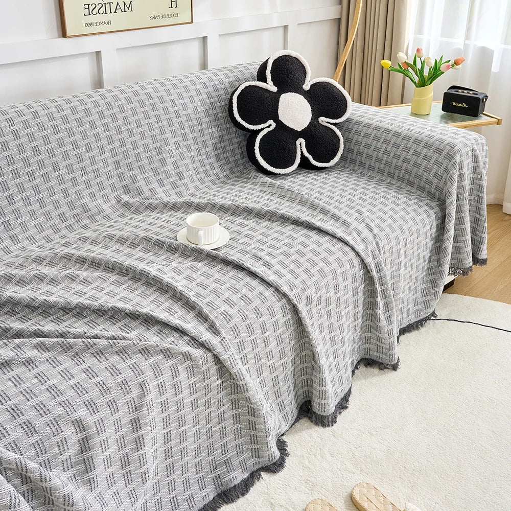 Couverture Canapé Réversible Extra Grande en Polyester et Coton – Élégante et Pratique pour 3 à 4 Places, Lavable en Machine 9
