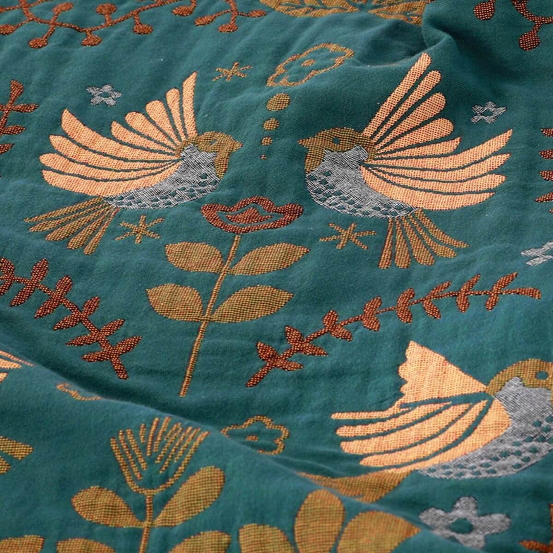 Couverture Double Face en Coton pour Oiseaux – Tissu Doux et Respirant, Motifs Uniques, 150x200 cm, Vert 2