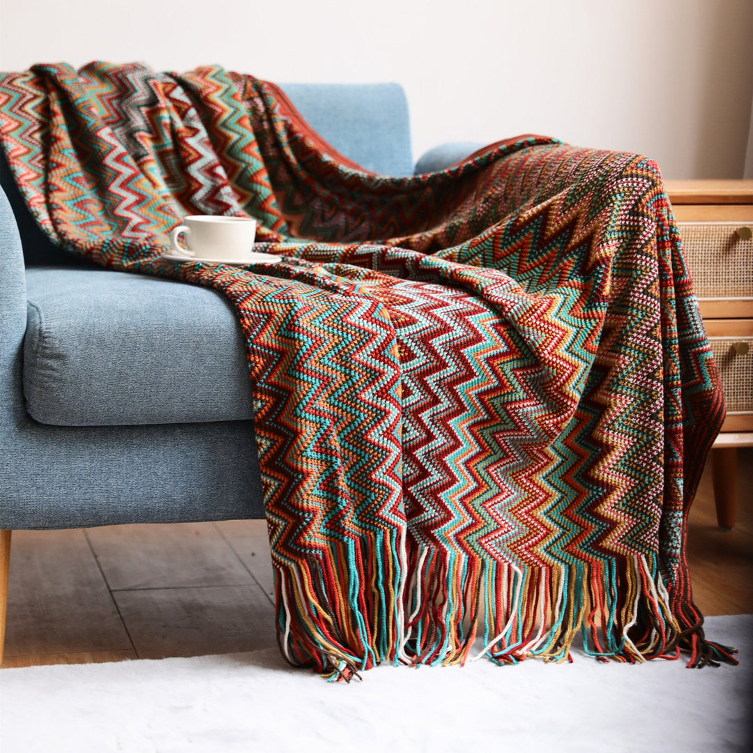 Couverture Tricotée Oversized avec Pompons – Design Bohème, Douce et Légère pour Salon et Extérieur 3