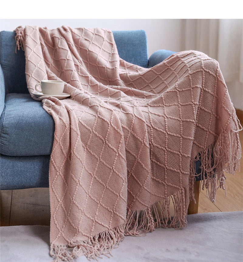 Couverture Tricotée Oversized avec Pompons – Design Bohème, Douce et Légère pour Salon et Extérieur 4