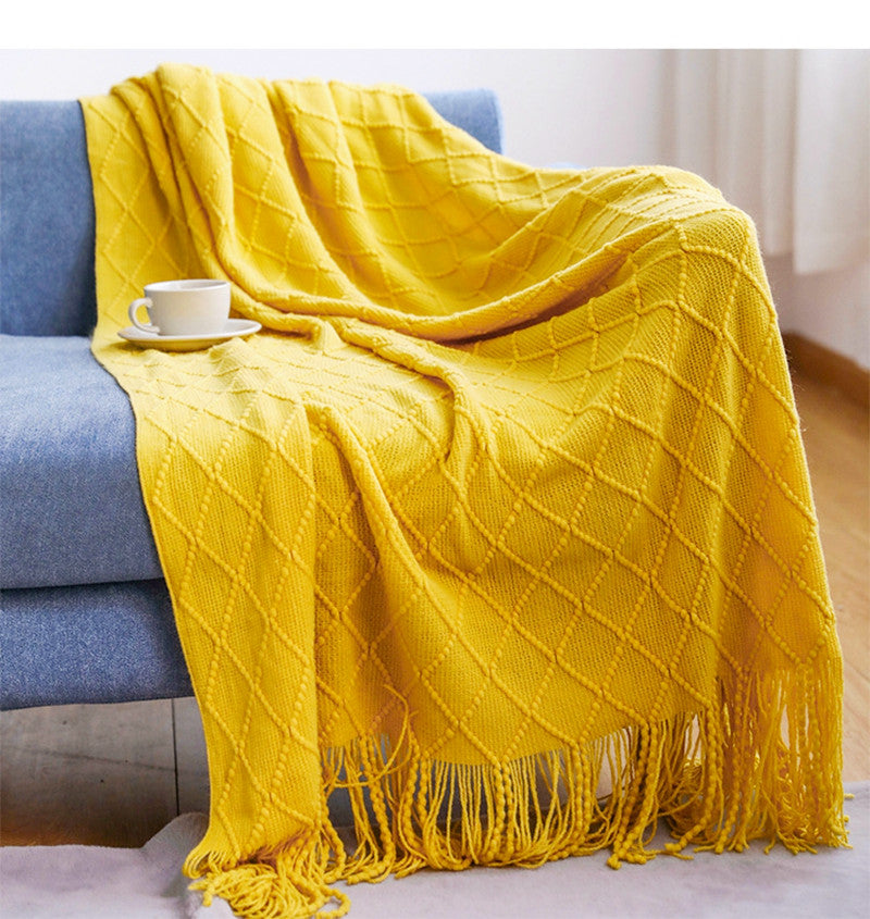 Couverture Tricotée Oversized avec Pompons – Design Bohème, Douce et Légère pour Salon et Extérieur 5