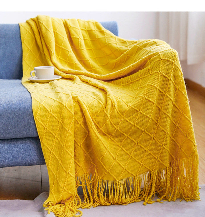 Couverture Tricotée Oversized avec Pompons – Design Bohème, Douce et Légère pour Salon et Extérieur 5
