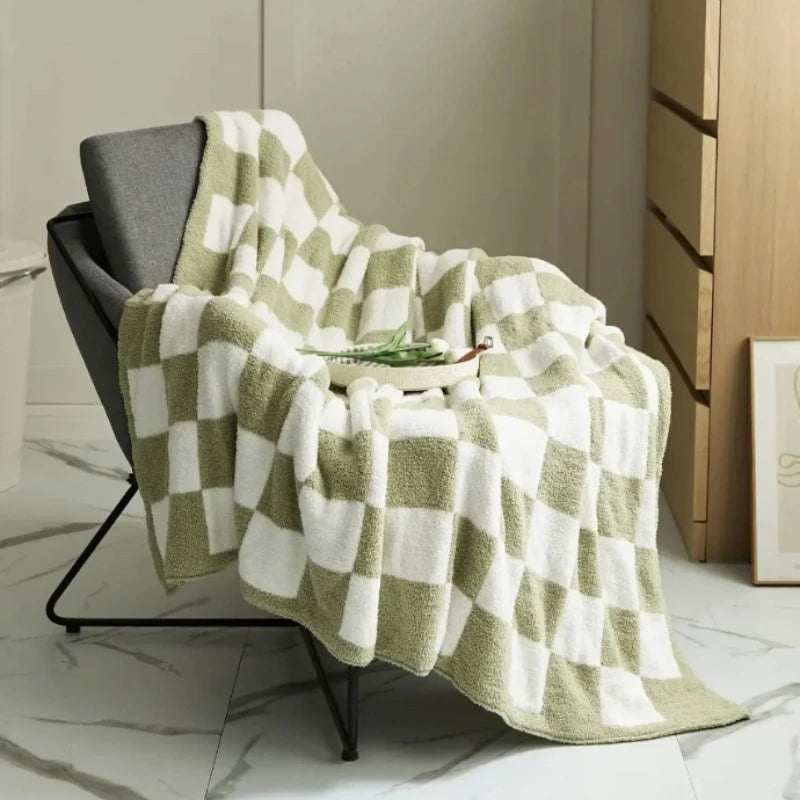Couverture en Velours à Damier Scandinave – Douce, Élégante et Lavable en Machine, 127x152 cm ou 150x200 cm 1