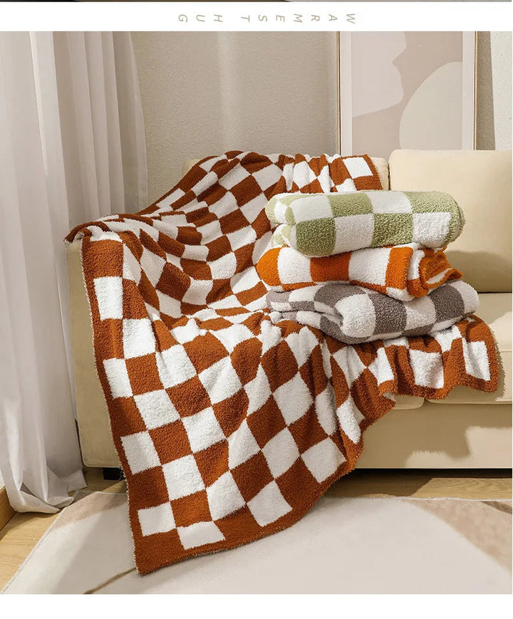 Couverture en Velours à Damier Scandinave – Douce, Élégante et Lavable en Machine, 127x152 cm ou 150x200 cm 3