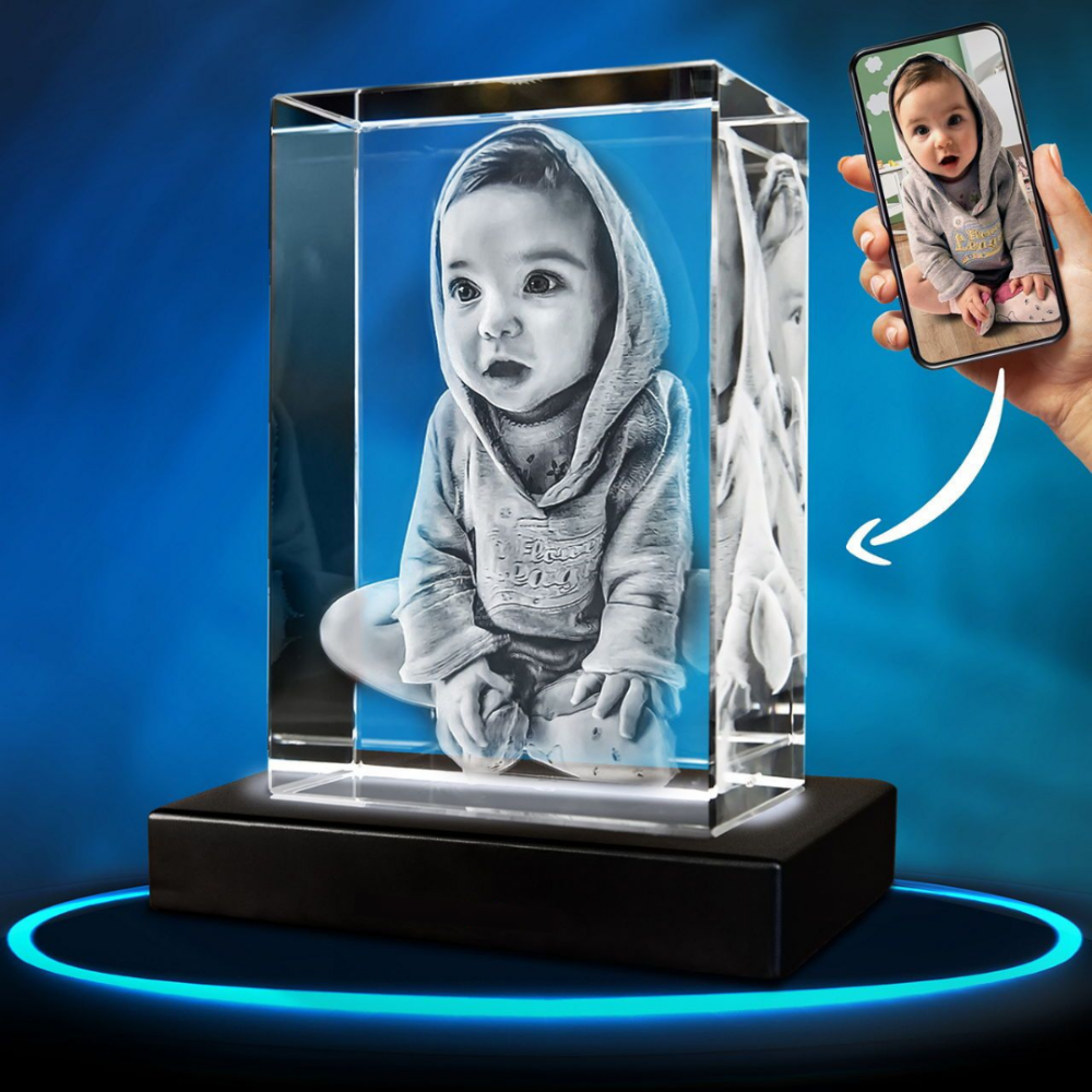 Crystal Photo Frame Mother's Day Personalized 3D Engraved Gift