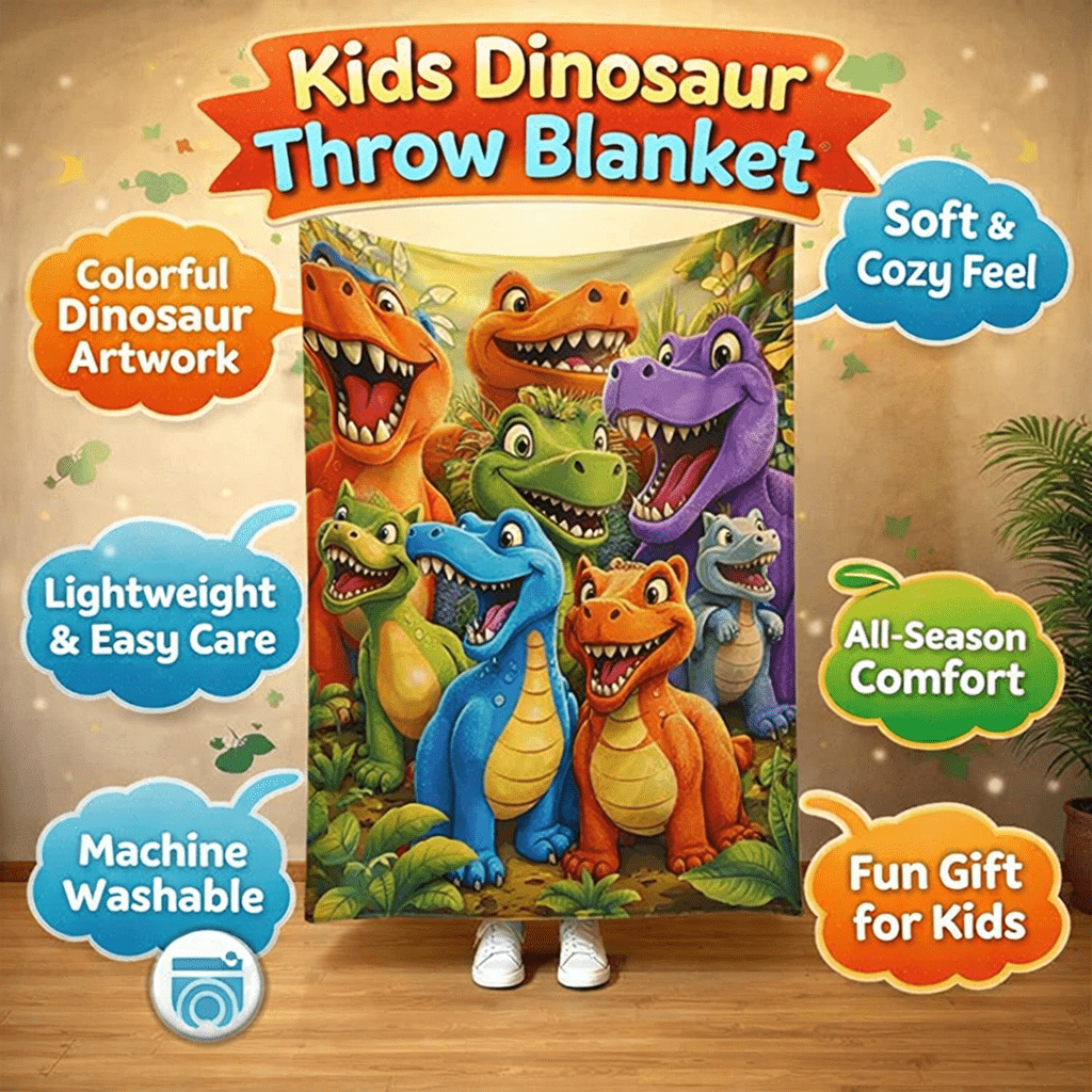 Throw Blanket Dinosaur Print Kids Room Decor
