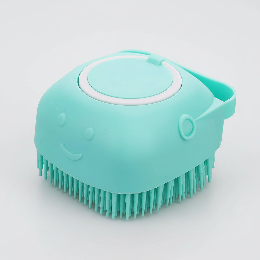 Dog Bath Brush Shampoo Dispenser Soft Pet Grooming Brush