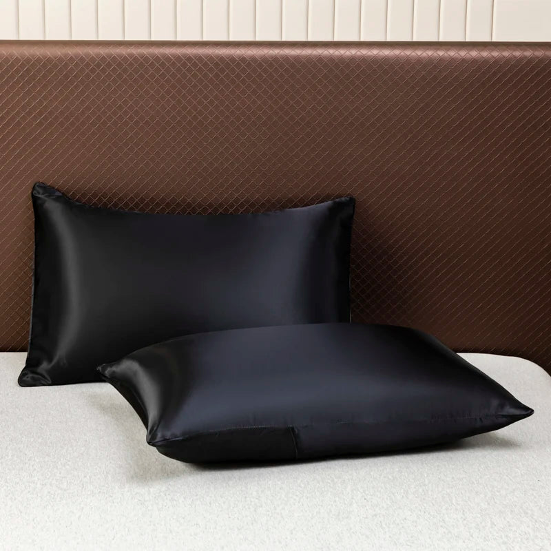Drap Housse en Satin Noir de Haute Qualité avec Taies d'Oreiller – Ensemble Linge de Lit Confortable en Plusieurs Tailles 3