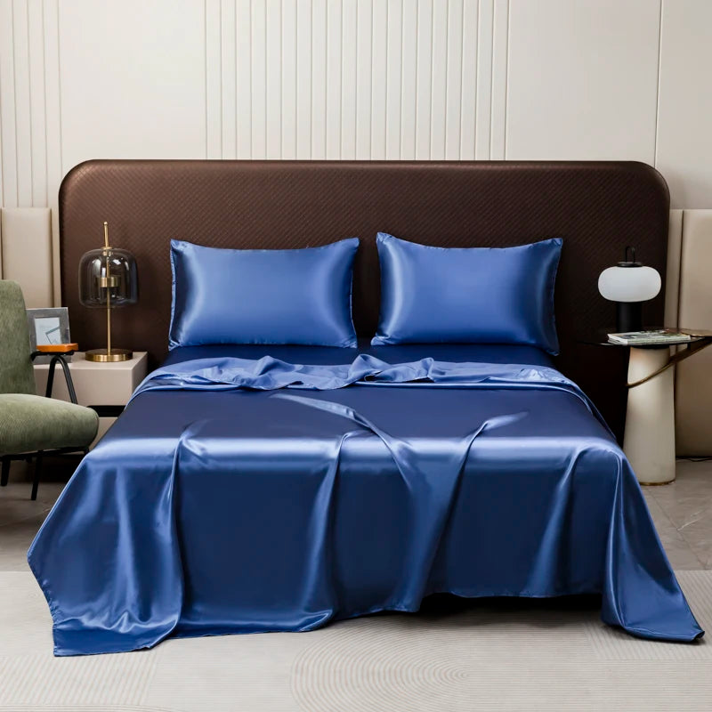 Drap Housse en Satin Noir de Haute Qualité avec Taies d'Oreiller – Ensemble Linge de Lit Confortable en Plusieurs Tailles 4