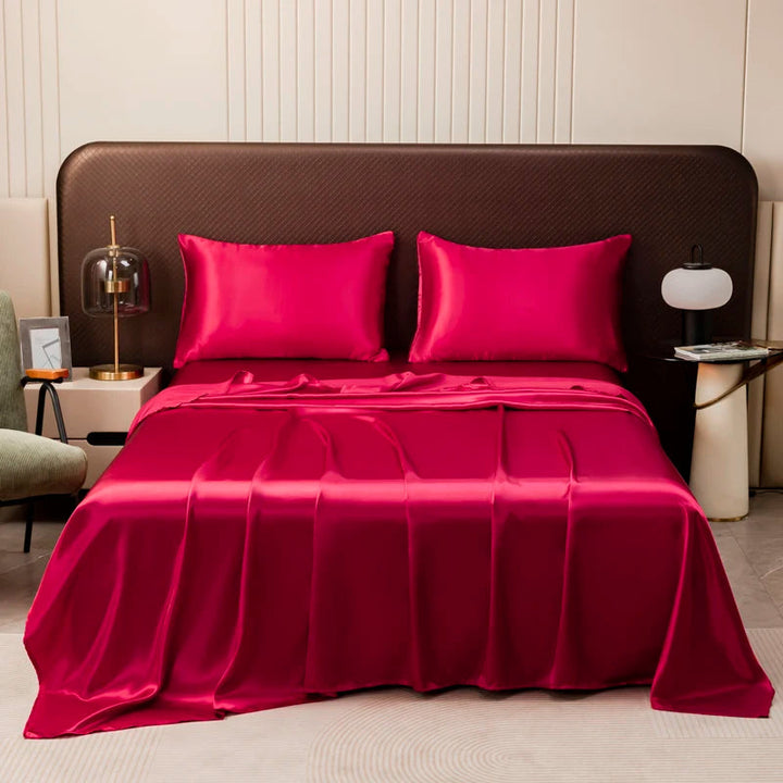 Drap Housse en Satin Noir de Haute Qualité avec Taies d'Oreiller – Ensemble Linge de Lit Confortable en Plusieurs Tailles 5