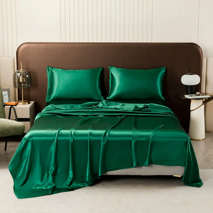 Drap Housse en Satin Noir de Haute Qualité avec Taies d'Oreiller – Ensemble Linge de Lit Confortable en Plusieurs Tailles 6