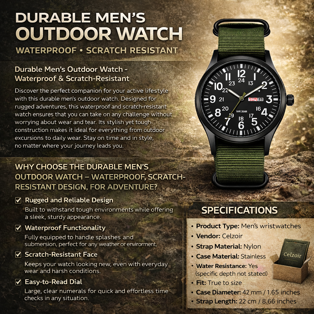 Durable Men's Outdoor Watch Waterproof Scratch-Resistant