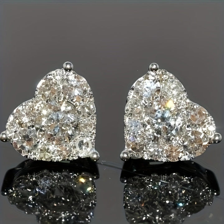 Heart Crystal Sparkling Alloy Stud Earrings Mother's Day Gift