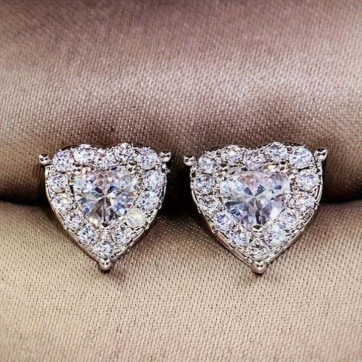 Heart Crystal Sparkling Alloy Stud Earrings Mother's Day Gift