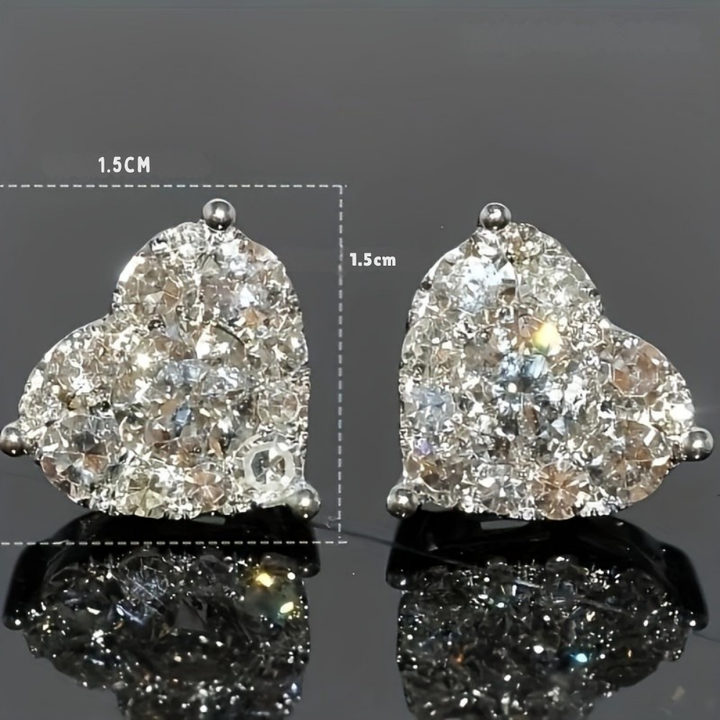 Heart Crystal Sparkling Alloy Stud Earrings Mother's Day Gift