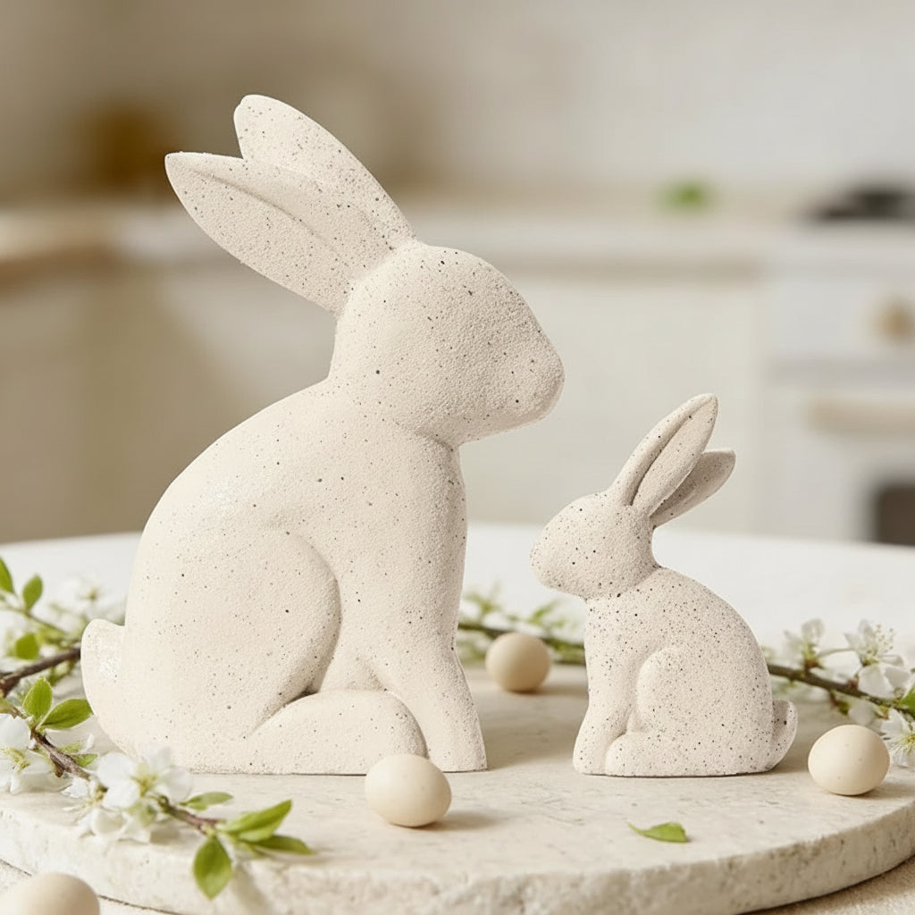 Easter Decor Bunny Figurines Gold Resin Rabbit Tabletop Set