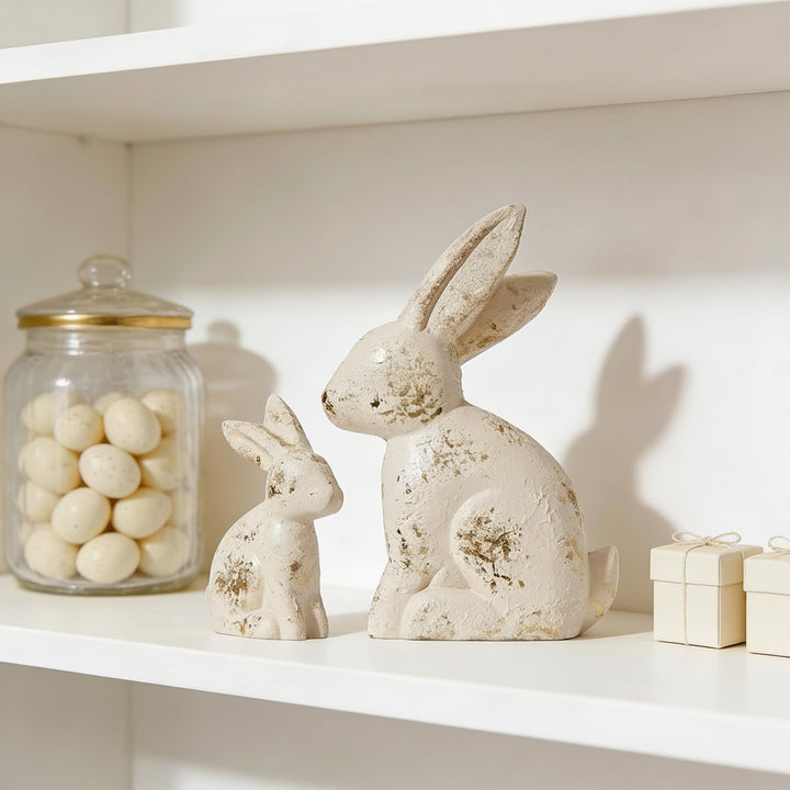 Easter Decor Bunny Figurines Gold Resin Rabbit Tabletop Set