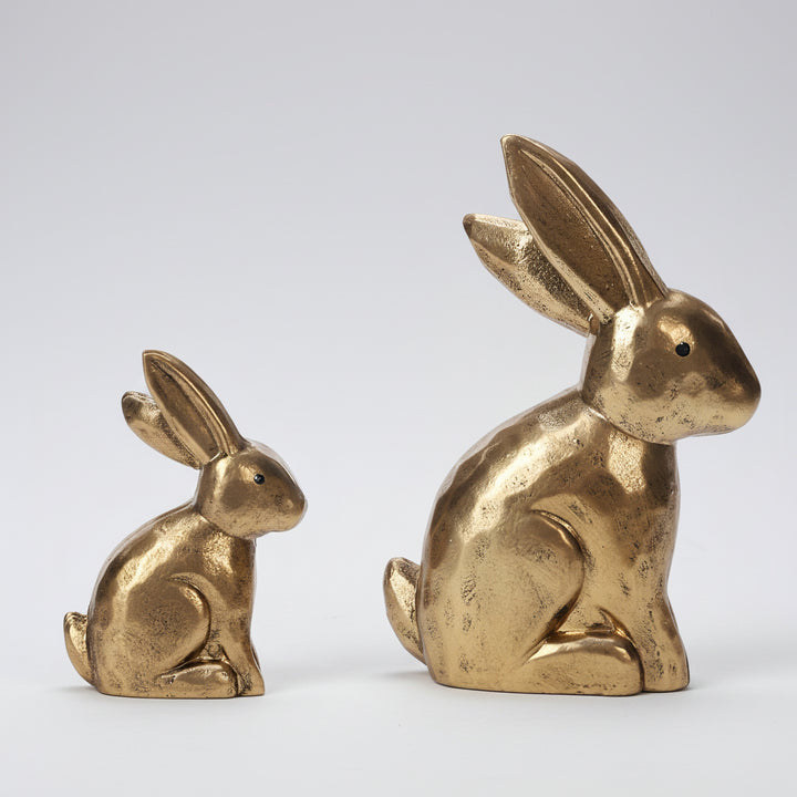 Easter Decor Bunny Figurines Gold Resin Rabbit Tabletop Set