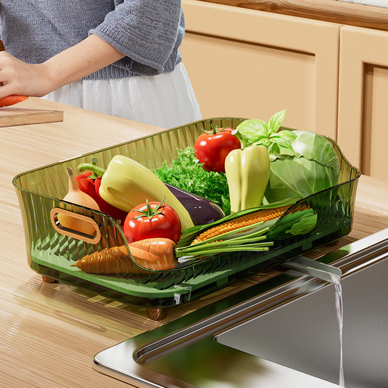 Égouttoir à Vaisselle Réglable AquaFlow avec Drainage Direct vers l'Évier – Design Compact et Gain de Place, Transparent et Vert 4