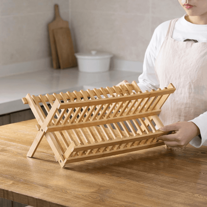 Égouttoir en Bambou Écologique Pliable pour Cuisine – Design Compact et Esthétique Naturelle, Résistant à l'Eau 0