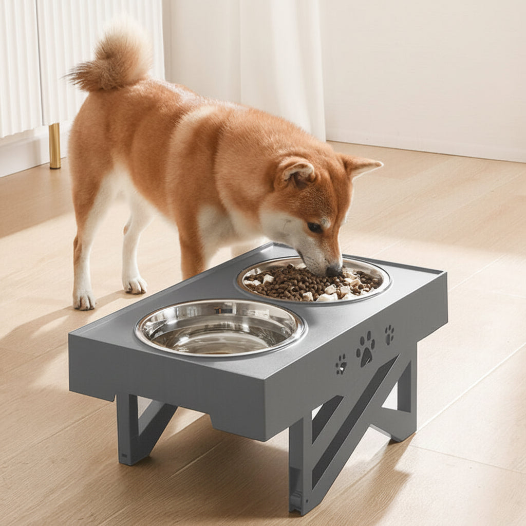 Elevated Dog Bowls Adjustable Raised Pet Feeder Stand
