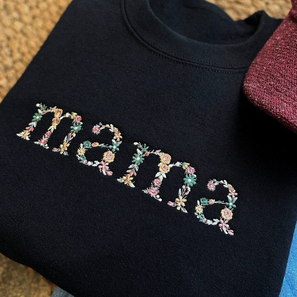 Festa Mamma Felpa Personalizzata Ricamo Floreale