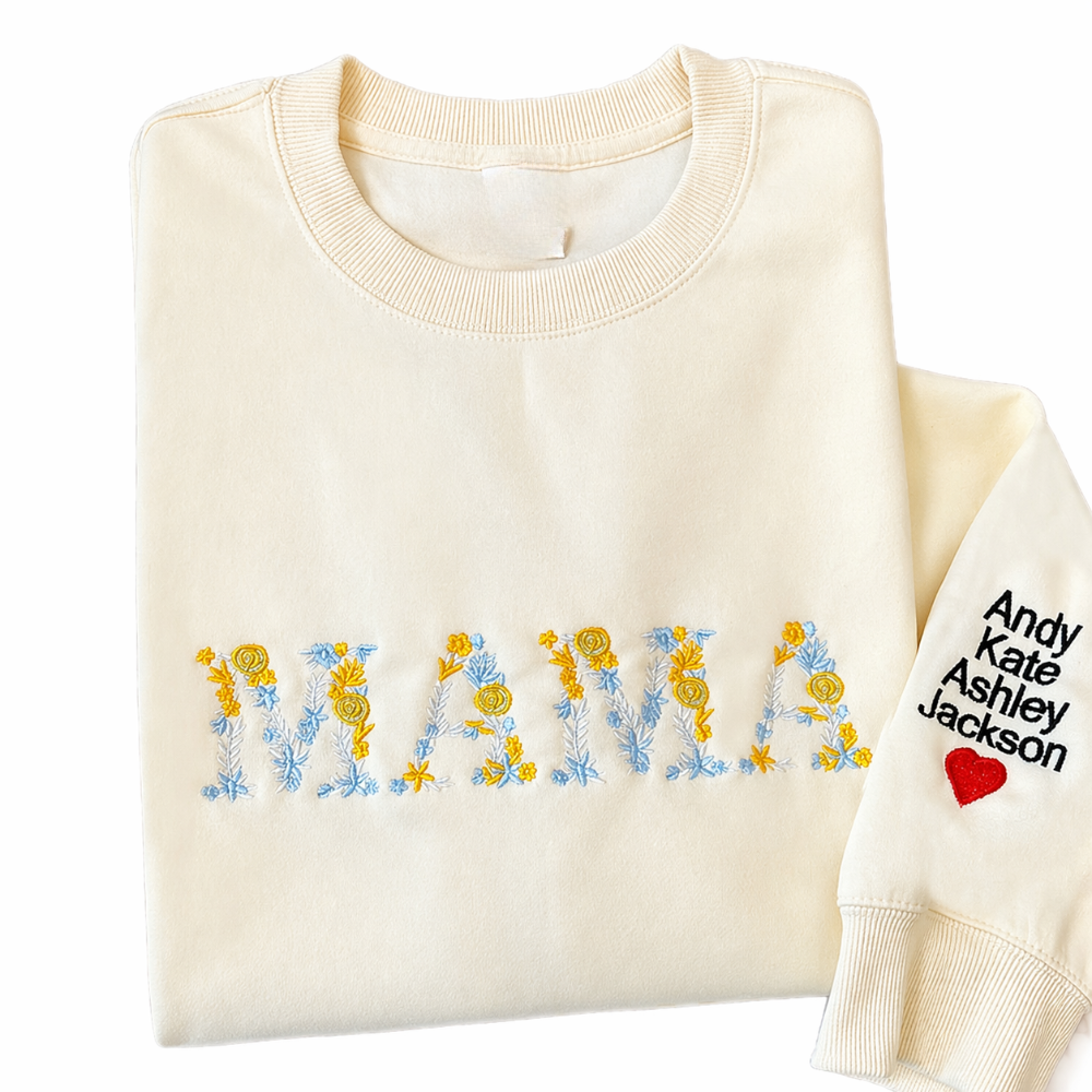 Festa Mamma Felpa Personalizzata Ricamo Floreale
