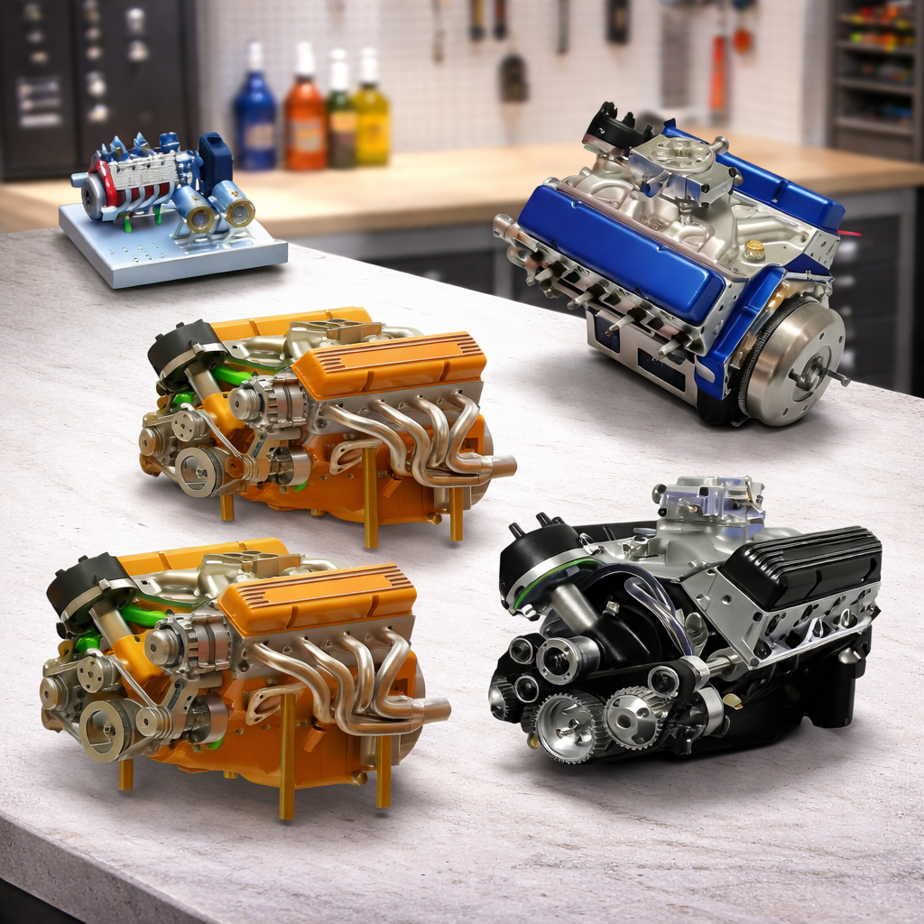 V8 Engine Figurine Display Model Preassembled Metal Engine