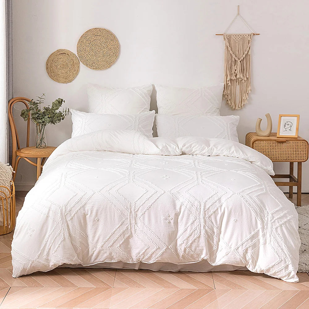 Ensemble Housse de Couette 220x240 en Polyester avec Plis Pincés – Élégant et Confortable pour Chambre d'été 1
