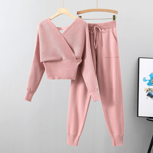 Ensemble Loungewear Femme 2 Pièces – Haut Court à Bandoulière et Pantalon Confortable avec Taille Élastique et Poches 3