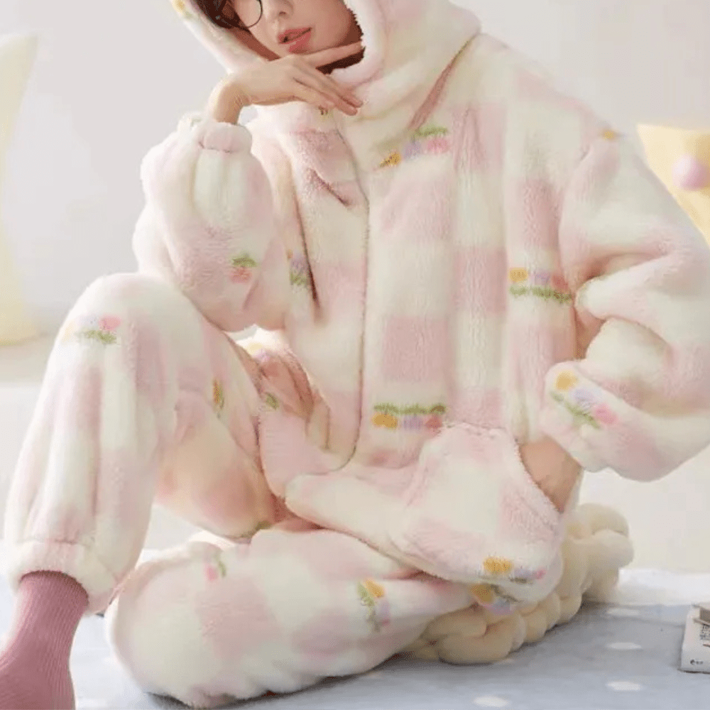 Ensemble Pyjama Femme Hiver Doux et Chaud en Polaire – 2 Pièces Confortables 1