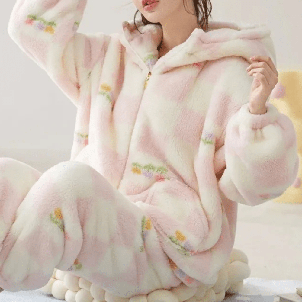 Ensemble Pyjama Femme Hiver Doux et Chaud en Polaire – 2 Pièces Confortables 2