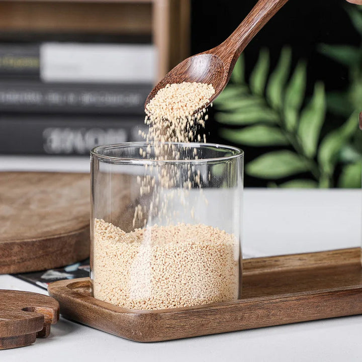 Ensemble de 3 Bocaux en Conservation Verre avec Couvercles en Bois – Design Élégant et Hermétique pour Rangement Pratique 3