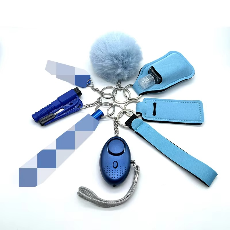 Ensemble de 9 Porte-Clés d'Auto-Défense avec Alarme, Brise-Vitre et Lampe de Poche – Sécurité Pratique pour Femmes 0