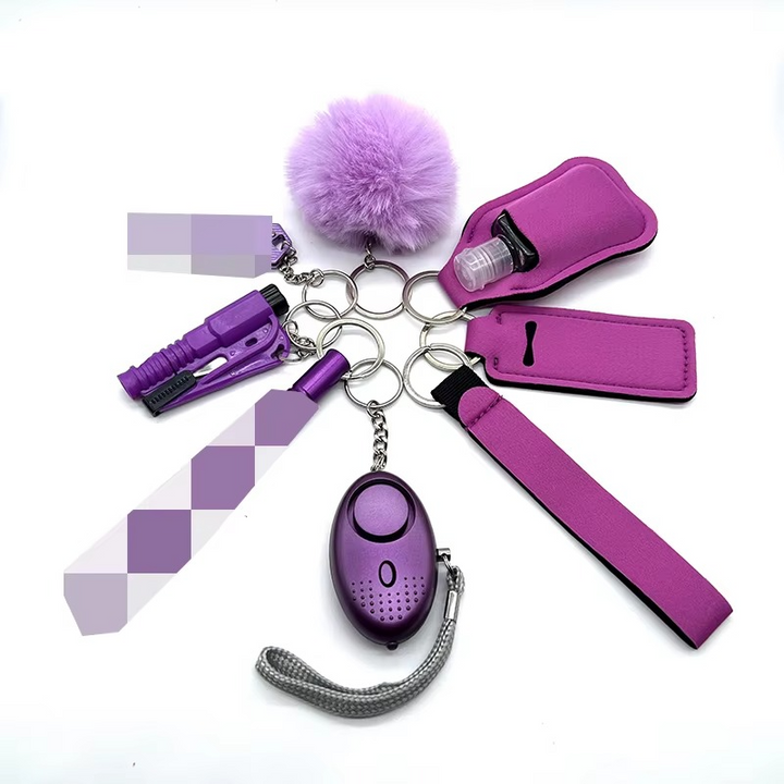 Ensemble de 9 Porte-Clés d'Auto-Défense avec Alarme, Brise-Vitre et Lampe de Poche – Sécurité Pratique pour Femmes 3