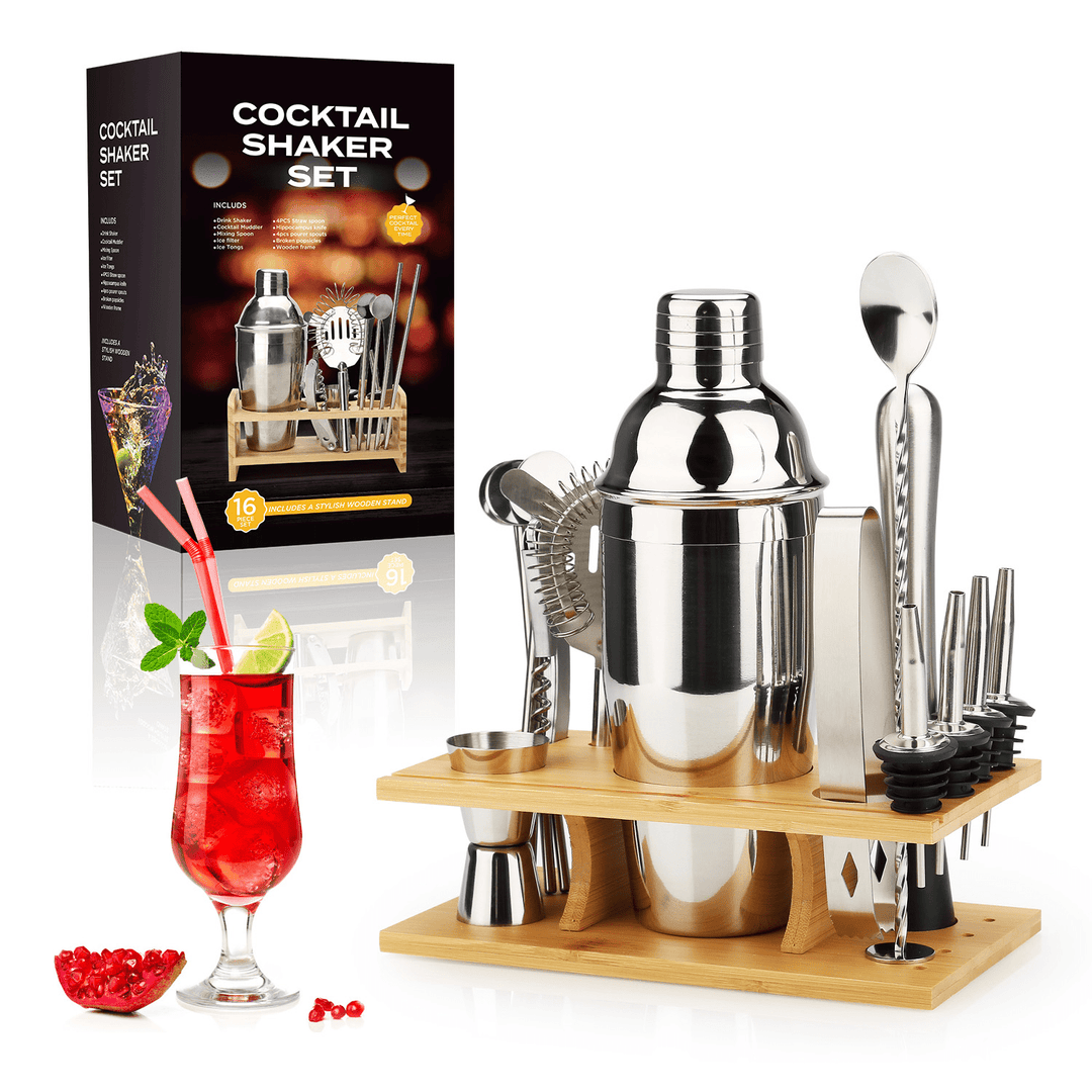 Ensemble de Barman 16 Pièces en Acier Inoxydable – Outils de Mixologie Complets 0