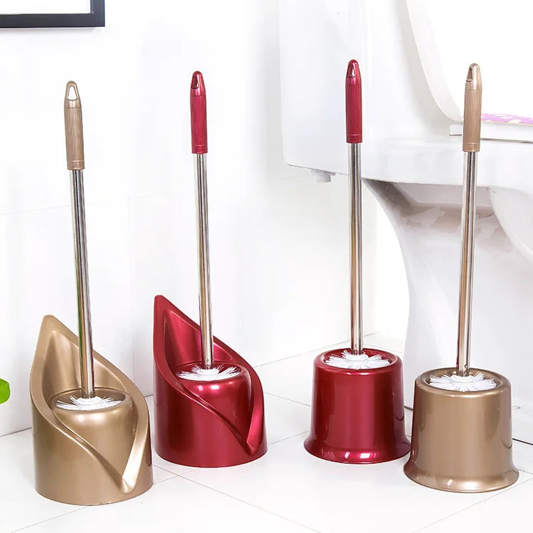 Ensemble de Brosse WC Silicone avec Manche Long et Support - Nettoyage Efficace et Hygiénique 1
