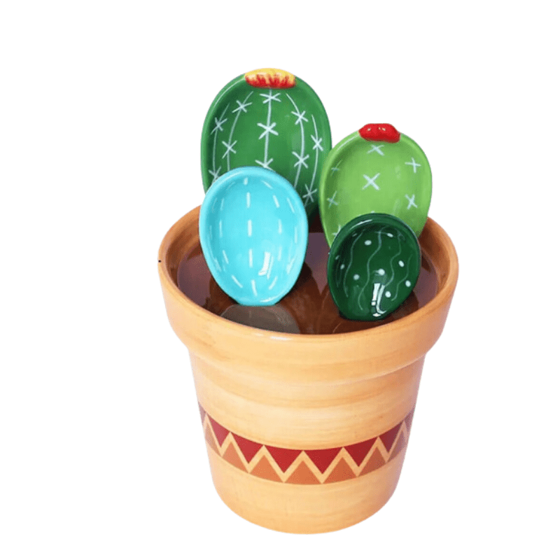 Ensemble de Cuillères Doseuses en Forme de Cactus - Cuillère Mesure Précise et Design Amusant, 4 Pièces en Plastique Durable 0