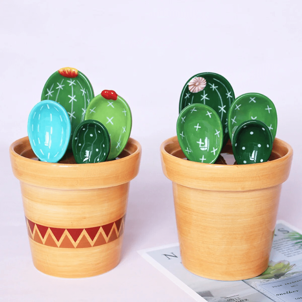 Ensemble de Cuillères Doseuses en Forme de Cactus - Cuillère Mesure Précise et Design Amusant, 4 Pièces en Plastique Durable 7