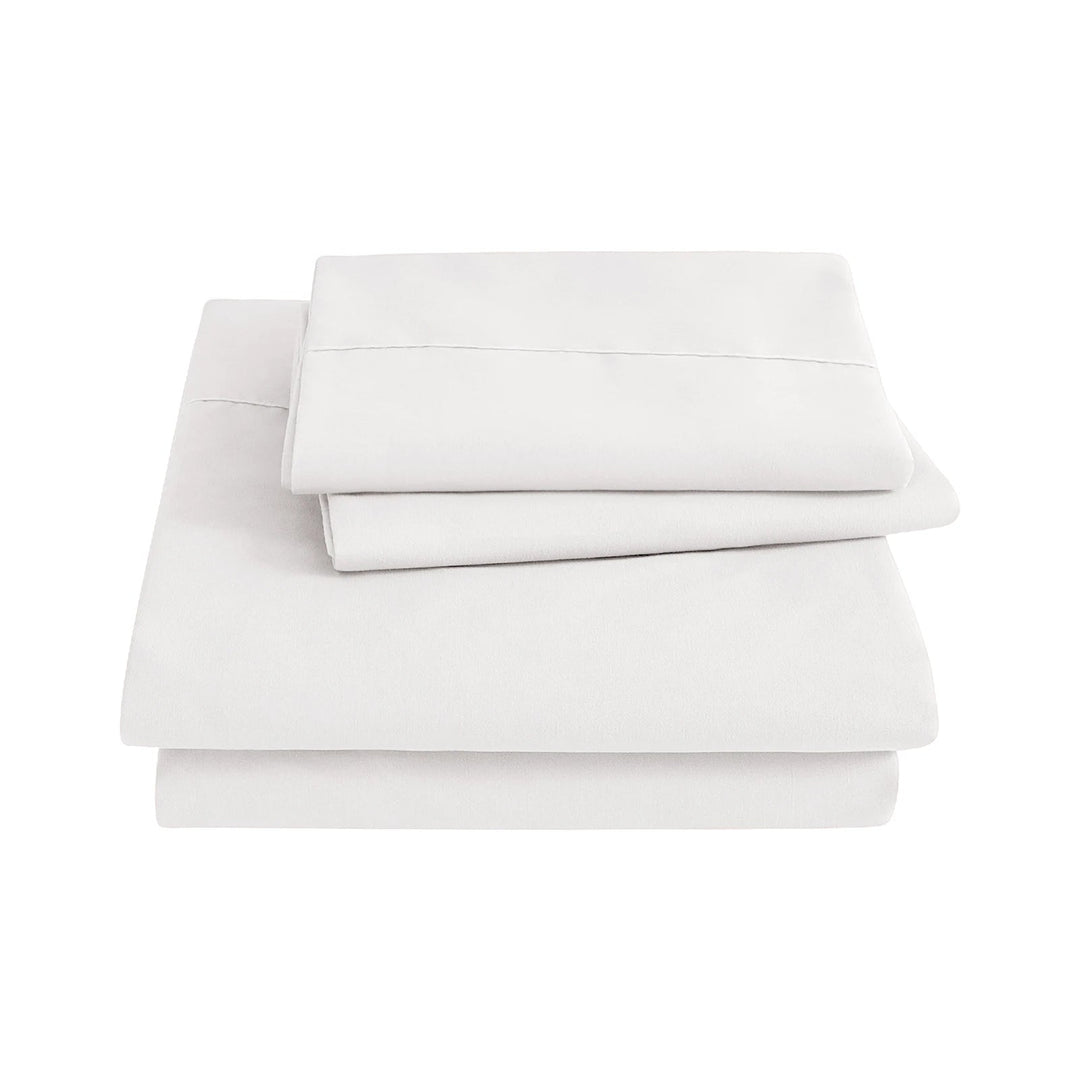Ensemble de Draps en Microfibre Brossée Blanc et Gris – 3 Pièces pour un Confort Optimal 0