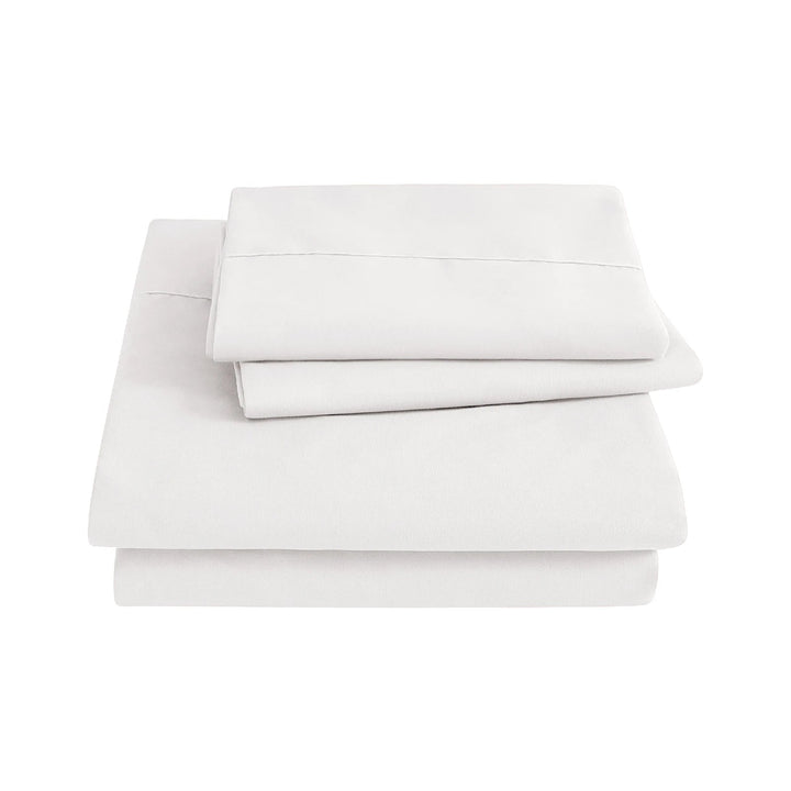 Ensemble de Draps en Microfibre Brossée Blanc et Gris – 3 Pièces pour un Confort Optimal 0