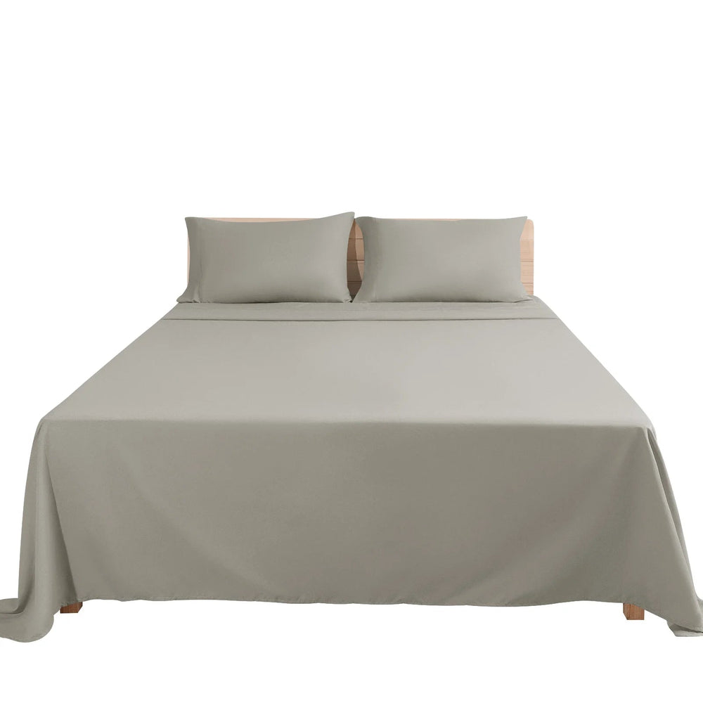 Ensemble de Draps en Microfibre Brossée Blanc et Gris – 3 Pièces pour un Confort Optimal 1