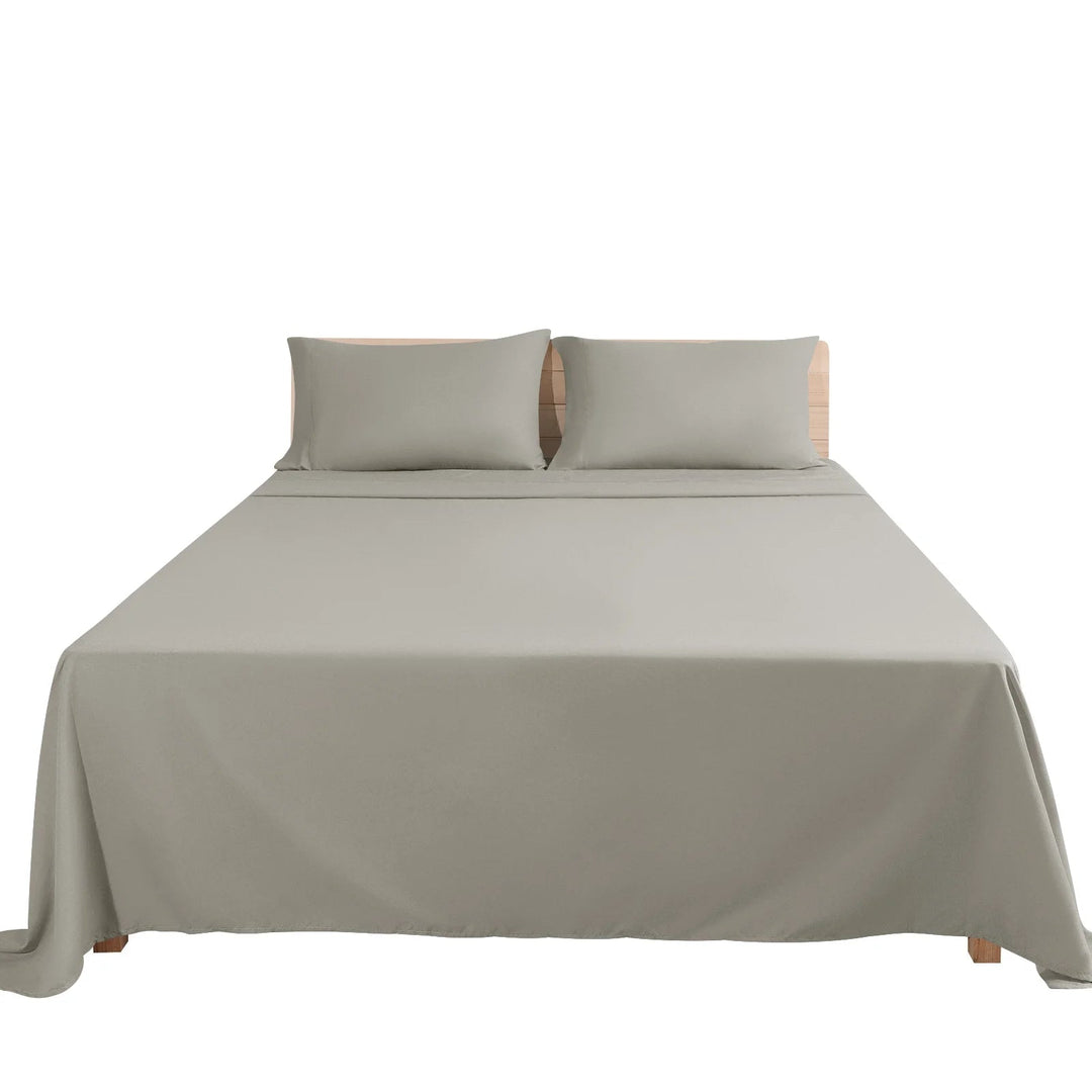 Ensemble de Draps en Microfibre Brossée Blanc et Gris – 3 Pièces pour un Confort Optimal 1