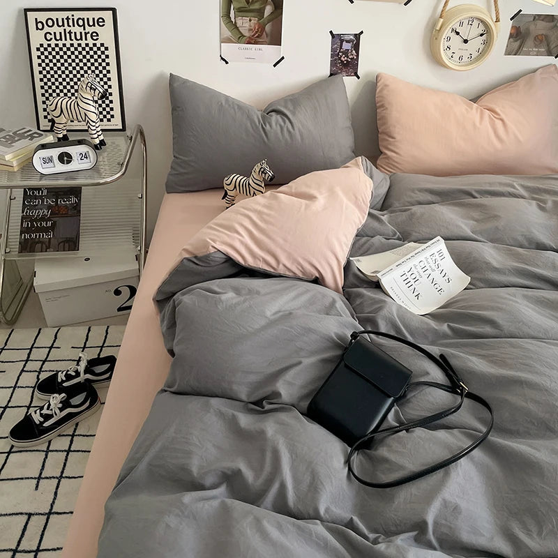 Ensemble de Housse de Couette en Microfibre Blanche – 3 Pièces avec Taies d'Oreiller 1