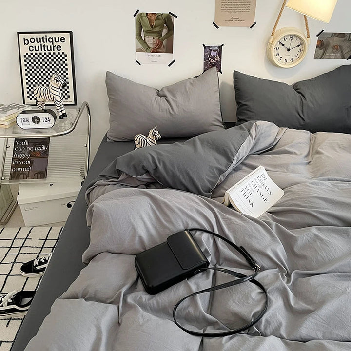 Ensemble de Housse de Couette en Microfibre Blanche – 3 Pièces avec Taies d'Oreiller 2