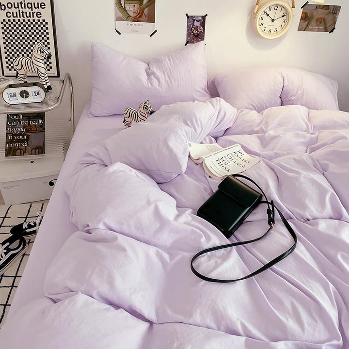 Ensemble de Housse de Couette en Microfibre Blanche – 3 Pièces avec Taies d'Oreiller 3