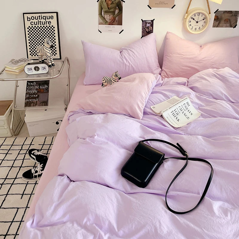 Ensemble de Housse de Couette en Microfibre Blanche – 3 Pièces avec Taies d'Oreiller 4