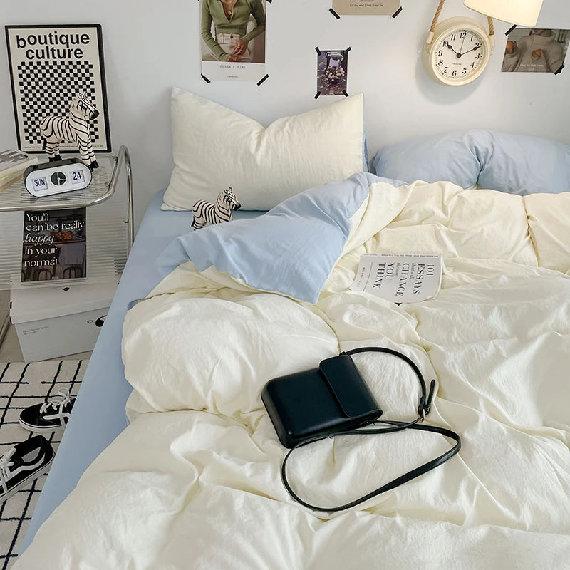 Ensemble de Housse de Couette en Microfibre Blanche – 3 Pièces avec Taies d'Oreiller 5